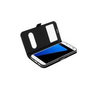 Housse Etui double Fenêtres Samsung Galaxy S7 - Noir - Protection Intégrale