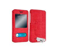 Housse Etui Folio Universel Double Fenêtre 4.3'' à 4.7'' - Rouge