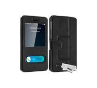 Étui Folio Taille 3XL Extra Slim avec Support et 2 Fenêtres de Décrochage Noir
