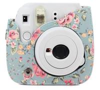 Housse Etui - Fujifilm - Instax Mini 8/8+/9 - Cuir PU - Rose bleu - Bandoulière réglable