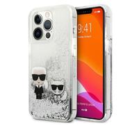 Housse Etui iPhone 13 Pro Karl Lagerfeld Chat Cover pailleté argenté