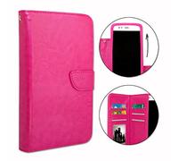 Housse Etui Portefeuille pour Doogee X96 Porte Cartes en éco-Cuir avec Double clapet intérieur et Fermeture magnétique - Rose Fushia