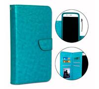 Housse Etui Portefeuille pour TCL 20Y Porte Cartes en éco-Cuir avec Double clapet intérieur et Fermeture magnétique - Bleu Turquoise