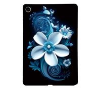Housse Étui Protection Antichoc Anti-Rayures en Silicone Case Cover pour Samsung Galaxy Tab S7 FE T730 T736 Tablette Coque avec Fleurs Bleues Motif Etui