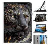 Housse Étui Protection pour OnePlus Pad Lite Tablette Smart Case Cover Housse Etui Coque en PU Cuir,Cuir Etui, Smart Coque,Tablet Flip Cover, Cas Étui à Rabat, Lion Noir et Or