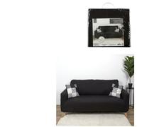 Home Deco Factory – Housse extensible canapé 2 places – Noir – 170 x 80 cm – Lavable en machine