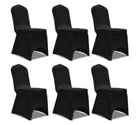 Housse Extensible De Chaise Noir 6 Pcs