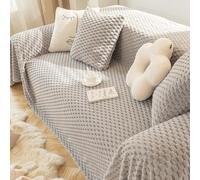 Housse Extensible pour canapé, Plaid en Coton Doux et Chaud, Coloris uni, Motif nid d'abeille, Douce et Tendance - idéale pour Les Animaux de compagni