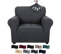 Housse Fauteuil 1 Place avec Accoudoirs Jacquard Housse Canape Extensible Universelle Sofa Cover Antidérapante Gris Foncé