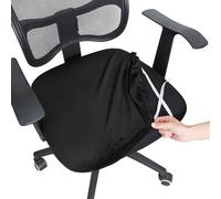 Housse Fauteuil Bureau 1PC Velvet Spandex Office Chair Seat Covers Stretch Solid Color Cover Removable Dust(Black)