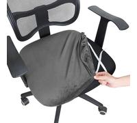 Housse Fauteuil Bureau 1PC Velvet Spandex Office Chair Seat Covers Stretch Solid Color Cover Removable Dust(Dark Grey)