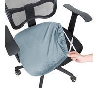 Housse Fauteuil Bureau 1PC Velvet Spandex Office Chair Seat Covers Stretch Solid Color Cover Removable Dust(Sky Blue)