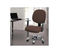 Housse Fauteuil Bureau 2pcs/Set Split Office Chair Covers Elastic Stretch Computer Universal Solid Color(Coffee)