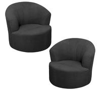 Housse Fauteuil Crapaud Extensible, Antidérapante, 2 Pièces, pour Fauteuil Club Rond Pivotant, Noir