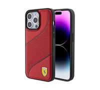 Housse Ferrari Perforée Waves Métal Logo Rouge - iPhone 15 Pro Max