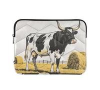 Housse fine pour ordinateur portable 13-14" Motif vache ranch Noir/jaune