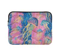 Housse fine pour ordinateur portable de 15 à 16 pouces avec fermeture éclair pour ordinateur portable, méduse, mystère, coloré, rétro, pour le travail, les voyages