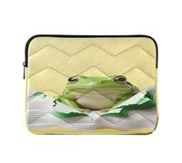 Housse fine pour ordinateur portable de 33 à 35,6 cm, motif grenouille, papier peint, poches pour ordinateur portable pour travail professionnel