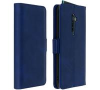Housse Folio - AVIZAR - Oppo Reno 2 - Éco-cuir - Support - Porte-carte - Bleu nuit