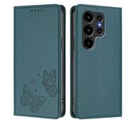 Housse Folio en Cuir pour Blackview Wave 10 / Wave 10C, Aux Rayures Protection Complète Premium PU Cuir Etui Housse,Vert foncé