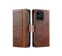 Housse Folio en Cuir pour Honor X6A 4G Coque Premium PU TPU Flip Etui Portefeuille avec Fentes pour Cartes, Pochette Protector Etui Case Cover Marron