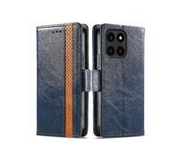 Housse Folio en Cuir pour Honor X6A 4G Coque Premium PU TPU Flip Etui Portefeuille avec Fentes pour Cartes, Pochette Protector Etui Case Cover Bleu