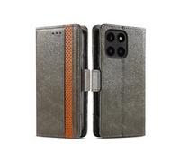Housse Folio en Cuir pour Honor X6A 4G Coque Premium PU TPU Flip Etui Portefeuille avec Fentes pour Cartes, Pochette Protector Etui Case Cover Gris