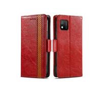 Housse Folio en Cuir pour Wiko Y52 Coque Premium PU TPU Flip Etui Portefeuille avec Fentes pour Cartes, Pochette Protector Etui Case Cover Rouge
