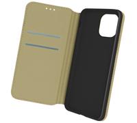 Housse Folio pour iPhone 12 Pro Max Portefeuille Fonction Support Vidéo Dorée
