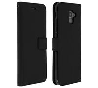 Coque et étui téléphone mobile Avizar Housse Folio Samsung Galaxy J6 Etui Porte carte Fonction Support - Noir