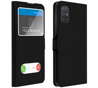 Avizar Housse Galaxy A71 – Protection double fenêtre, fonction support – Noir