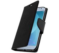 Housse Galaxy J3 2017 Etui Folio Portefeuille Protection Clapet Noir + Dragonne