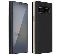 Housse Galaxy Note 8 Etui folio Miroir Fonction Stand Protection - Noir