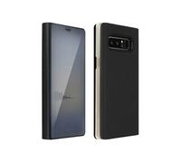 Housse Galaxy Note 8 Etui folio Miroir Fonction Stand Protection - Noir