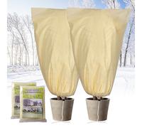 Housse Hivernage Plante Exterieur,2 Pièces 80x100cm Voile Hivernage Plante Exterieur 80g/m²,avec Fermeture éclair,Housses de Protection pour Plantes Réutilisable,Protection Hivernale Palmiers,Beige