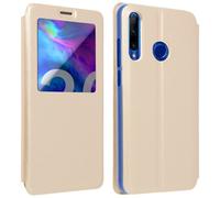 Housse Honor 20 Lite / Honor 20e Étui Fenêtre Translucide Stand Vidéo or