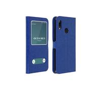 Housse Huawei P Smart 2019/2020/Honor 10 Lite Double Fenêtre Coque Silicone bleu