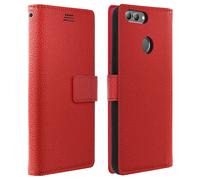 Housse huawei p smart etui portefeuille coque silicone support vidéo rouge
