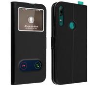 Housse Huawei P Smart Z/Y9 Prime 2019/Honor 9X Double Fenêtre Support Noir