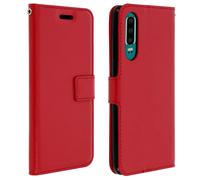 Housse Huawei P30 Étui Folio Portefeuille Fonction Support Vidéo - rouge