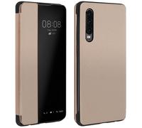 Housse pour Huawei P30 Étui Grande Fenêtre Translucide Coque Rigide Dorée