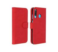 Housse Huawei P30 Lite Étui Folio Portefeuille Support Stand - Rouge