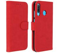 Housse pour Huawei P30 Lite Étui Folio Portefeuille Support Stand Rouge