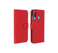 Housse Huawei P30 Lite Étui Folio Portefeuille Support Stand - Rouge