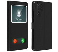 Housse Huawei P30 Pro Étui Double Fenêtre Fonction Support Coque Silicone - Noir
