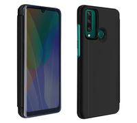 Housse Huawei Y6p Clapet translucide Design Miroir Support Vidéo Noir