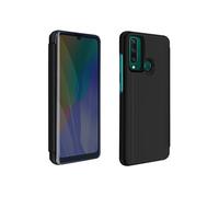 Housse Huawei Y6p Clapet translucide Design Miroir Support Vidéo Noir