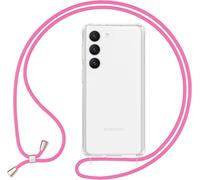 Housse hybride claire avec chaîne à porter autour du cou pour Samsung Galaxy S23 Rose