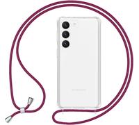 Housse hybride claire avec chaîne à porter autour du cou pour Samsung Galaxy S23 Rouge