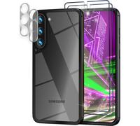 Housse hybride claire pour Samsung Galaxy S23, 2x verre d'écran/protection de caméra, noir